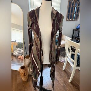 ONE WORLD Live and let live SOFT Multicolor Geometric Cardigan W hood